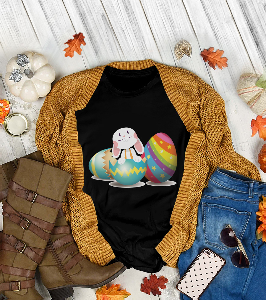 Rabbit Hidden in Colorful Easter Egg T-Shirt