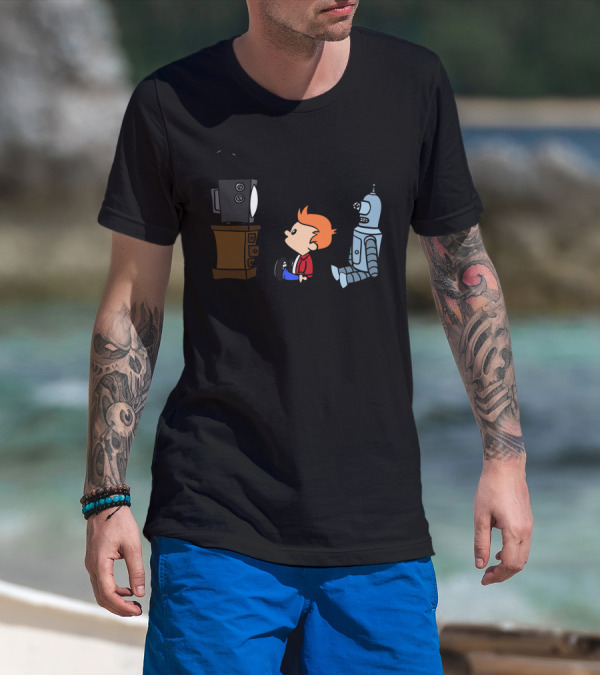 All Hail Toa Futurama Fry And Bender Watching TV T-Shirt