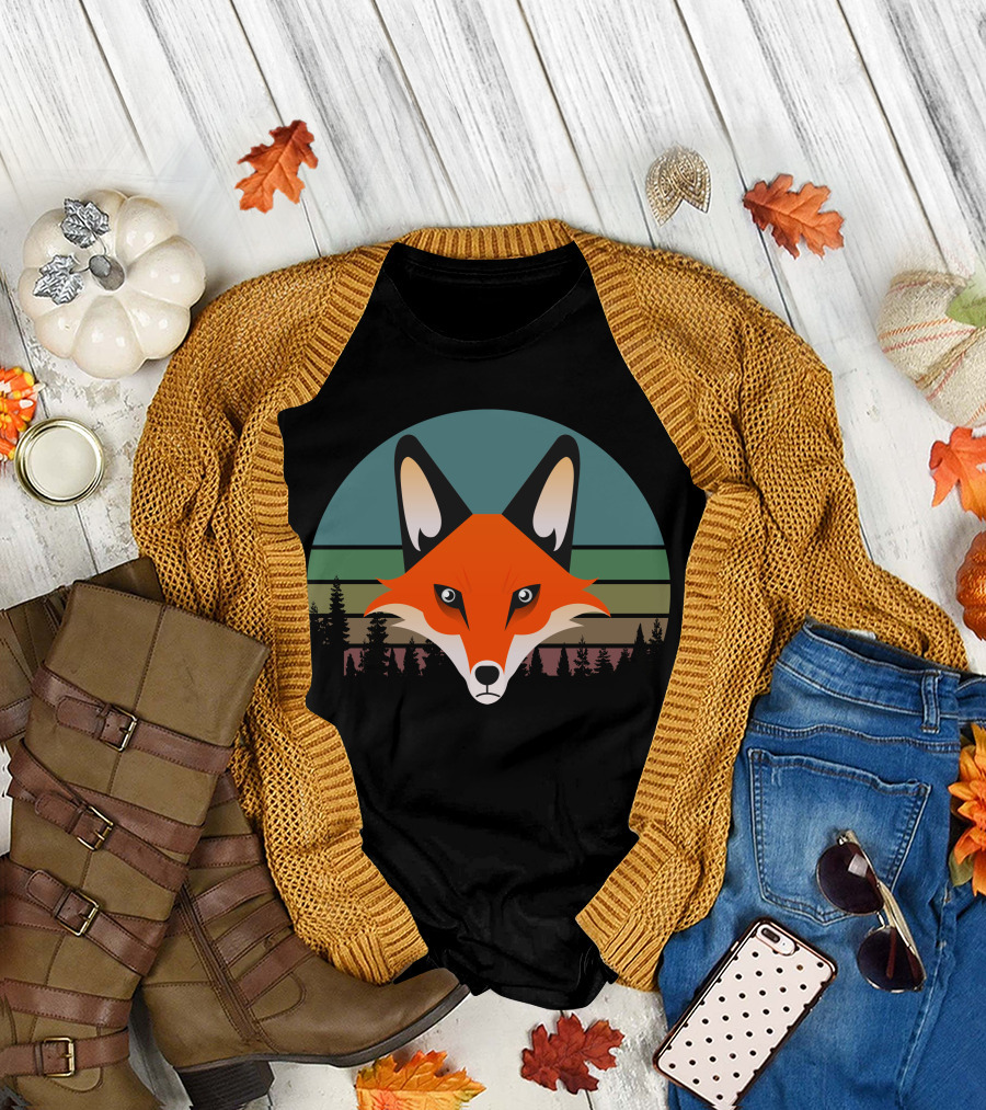 Best Fox Dad Ever Retro Forest Fox Face T-Shirt
