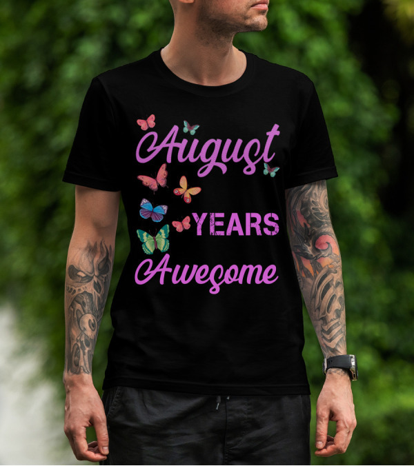 August 1980 Made 40 Years Being Awesome Butterfly T-Shirt