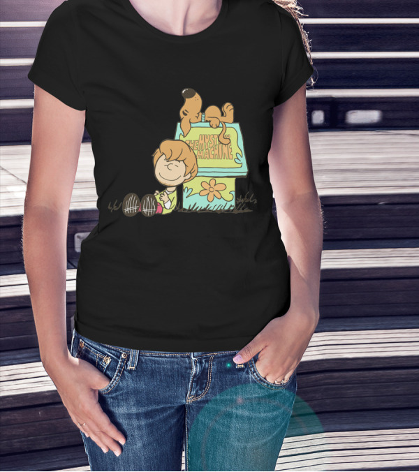 Shaggy And Scooby On Snoopy's Doghouse With Mystery Machine T-Shirt