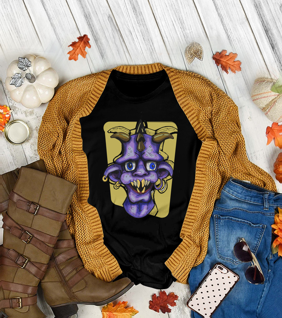 Zombiex One Purple Demon Creature with Horns and Piercings T-Shirt