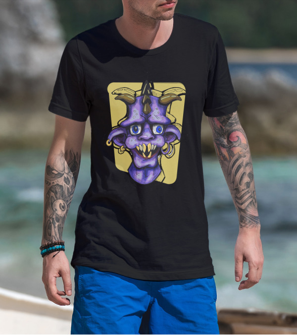 Zombiex One Purple Demon Creature With Horns And Piercings T-Shirt