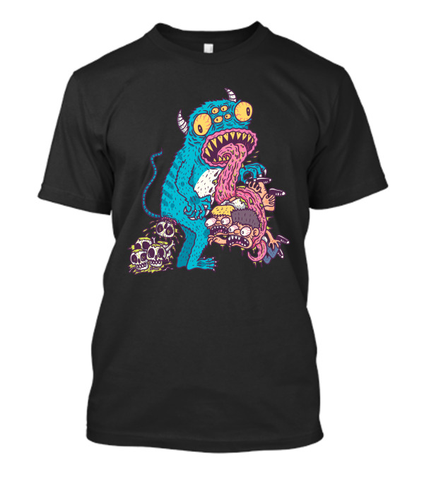 Alieneatshuman Monster Creature Devouring Humans With Skull Pile T-Shirt