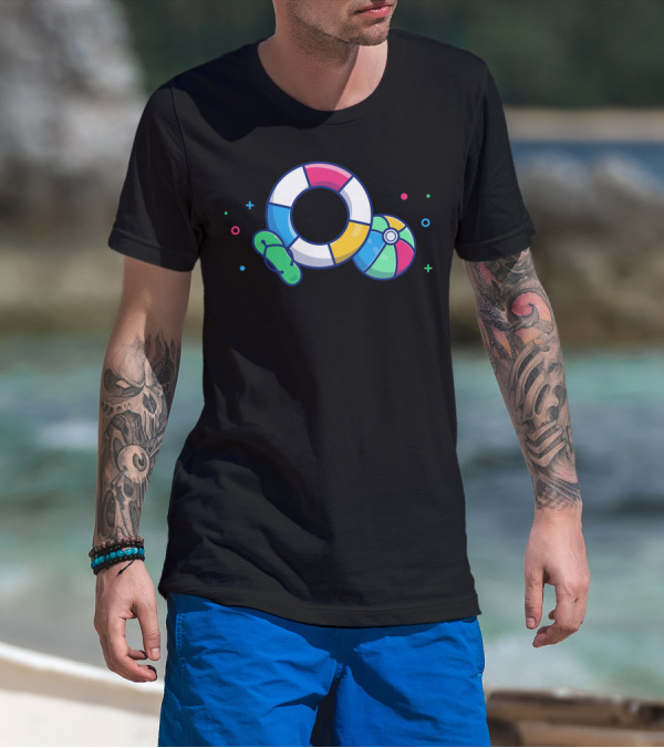 Beach Balloons Flip Flop Life Ring Summer Fun T-Shirt