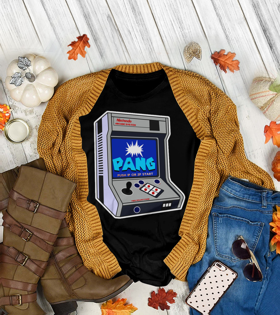 Nintendo Arcade System Pang Push 1P or 2P Start NES Advantage T-Shirt