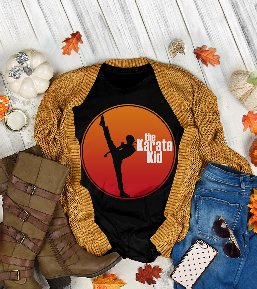 The Karate Kid High Kick Silhouette Retro Circle T-Shirt