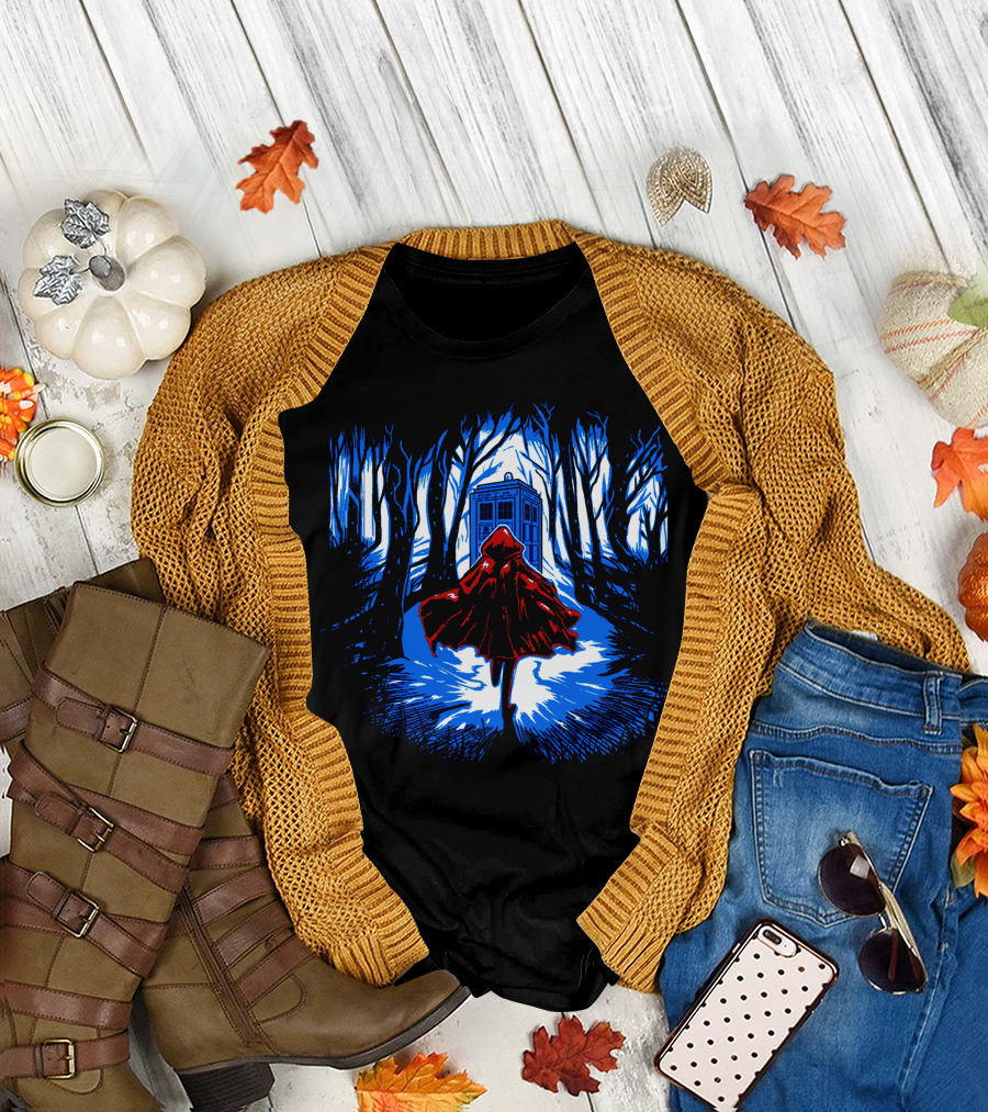 Little Red Riding Hood Doctor Who Tardis Forest Scene T-Shirt