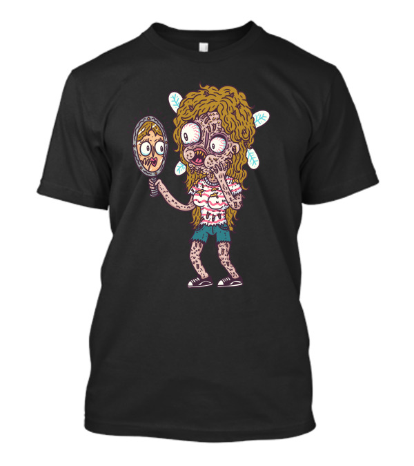 Magic Mirror Zombie Girl With Big Eyes And Handheld Reflection T-Shirt