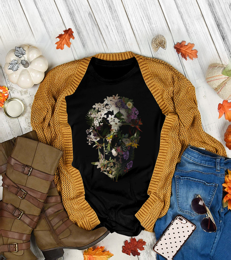 Spring Skull Floral Bloom Fusion T-Shirt