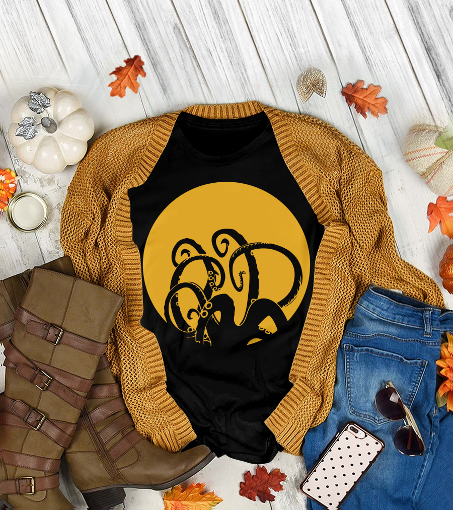 The Octopus Moon Yellow Tentacles T-Shirt