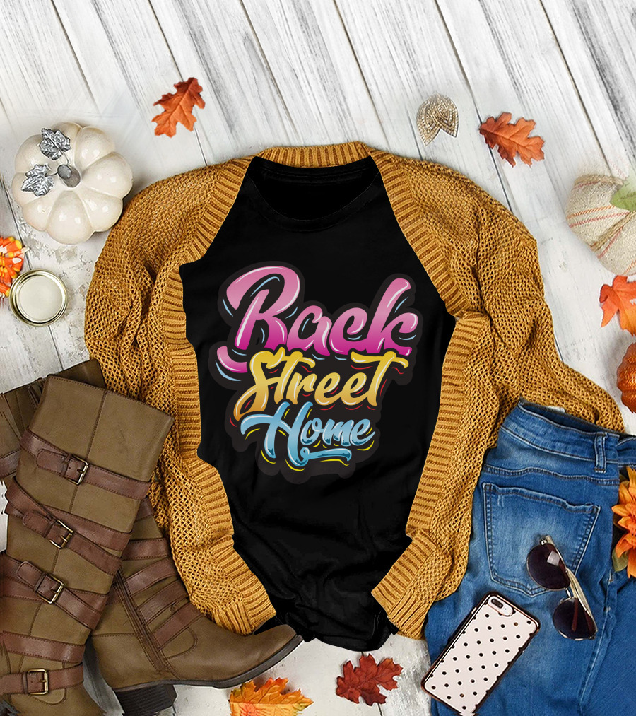 Back Street Home Colorful Typography T-Shirt