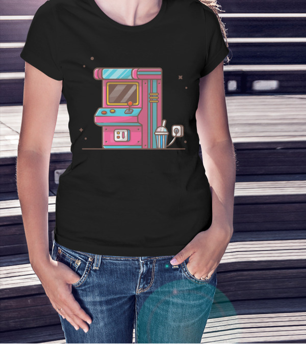 Arcade Machine Retro Gaming Console With Soda Cup And Joystick T-Shirt