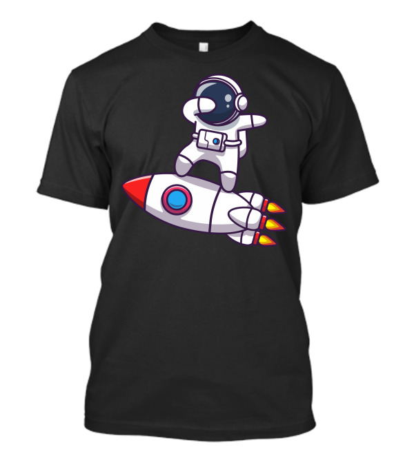 Astronaut Dabbing On Rocket Cartoon Style Space Adventure T-Shirt