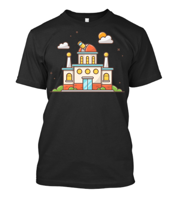 Astronomical Observatory With Telescope, Clouds, And Sun T-Shirt