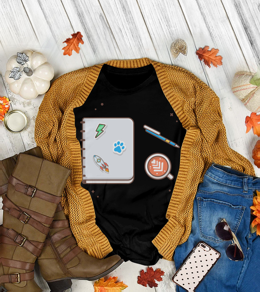 Rocket Paw Lightning Notebook Pen Coffee T-Shirt