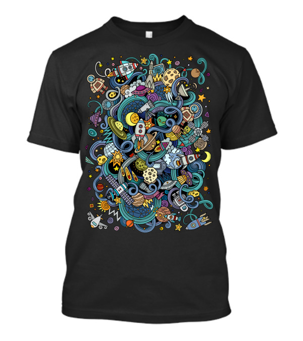 Spacecraft Rocket Cartoon Spaceship Vector Graphics Drawing T-Shirt