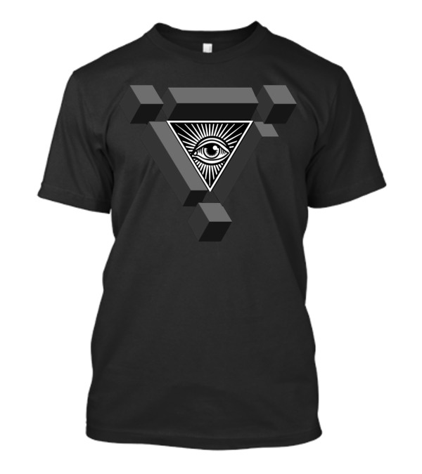 3D Freemasonry Illuminati All-Seeing Eye Of Providence Geometric Blocks T-Shirt