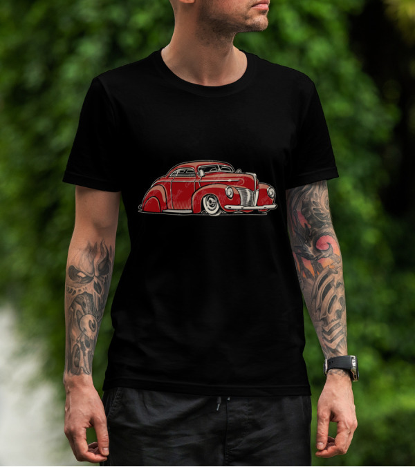 1940 Merc Kustom Cartoon Classic Red Car T-Shirt