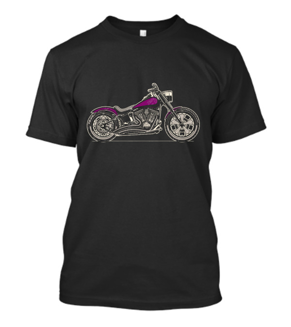 Chopper Motorcycle Custom Profile Purple Highlights T-Shirt