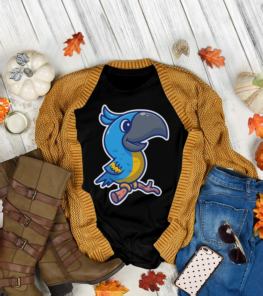 Cute Blue Toucan Bird Perched on a Branch T-Shirt