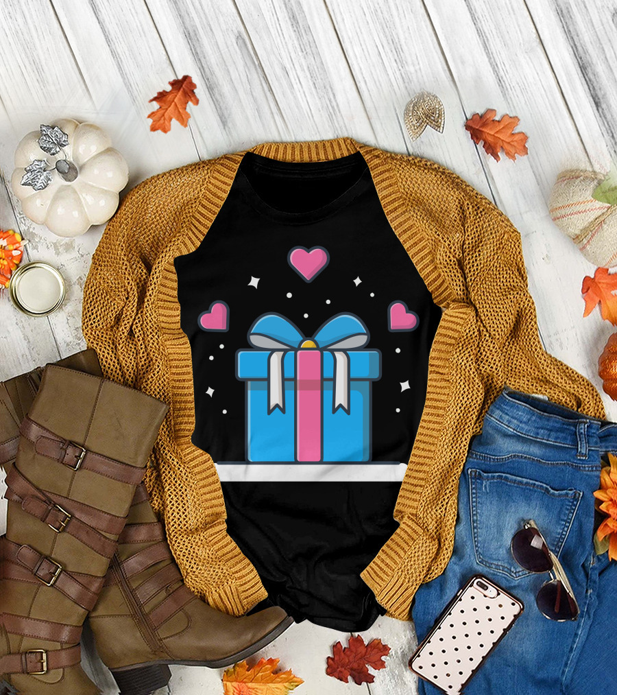 Gifts Box With Love Hearts and Stars T-Shirt