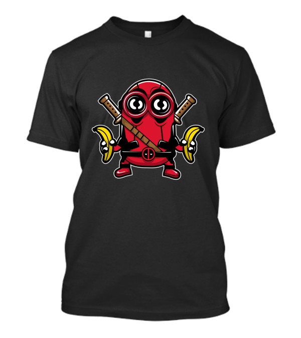 Minionpool Deadpool Minion Crossover Holding Bananas With Swords Cartoon Mashup T-Shirt