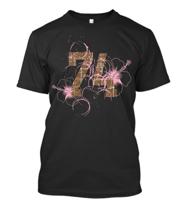 74 Vintage Floral Design With Pink Hibiscus T-Shirt