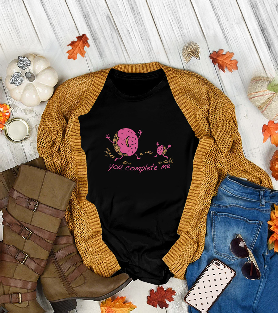 You Complete Me Pink Frosted Donut and Missing Piece T-Shirt