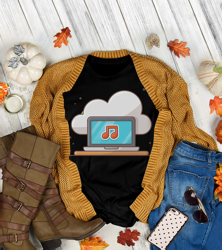 Cloud Music Icon Laptop Note Music T-Shirt