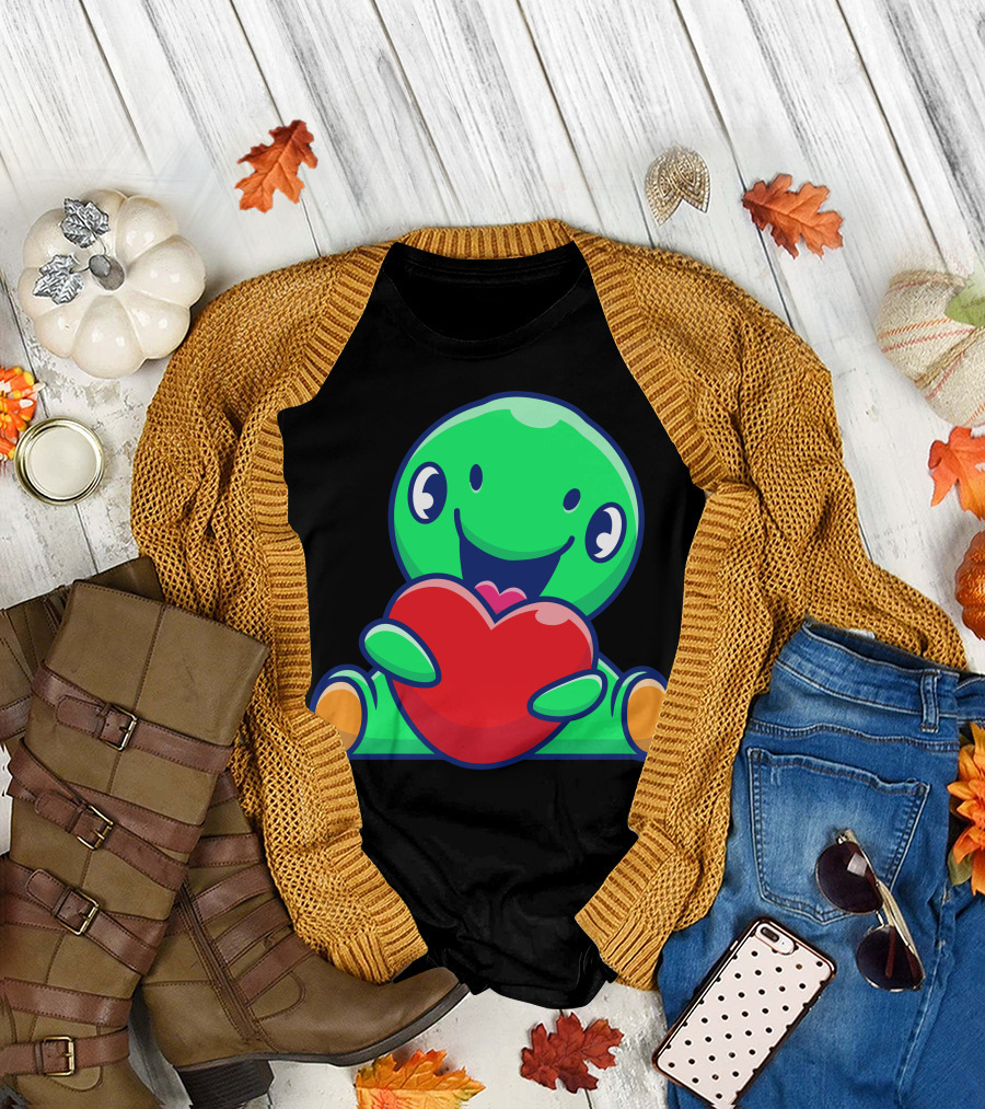 Cute Dinosaur Holding Heart Shaped Love T-Shirt