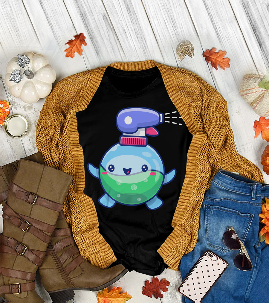 Cute Happy Spray Bottle Character with Green Liquid T-Shirt