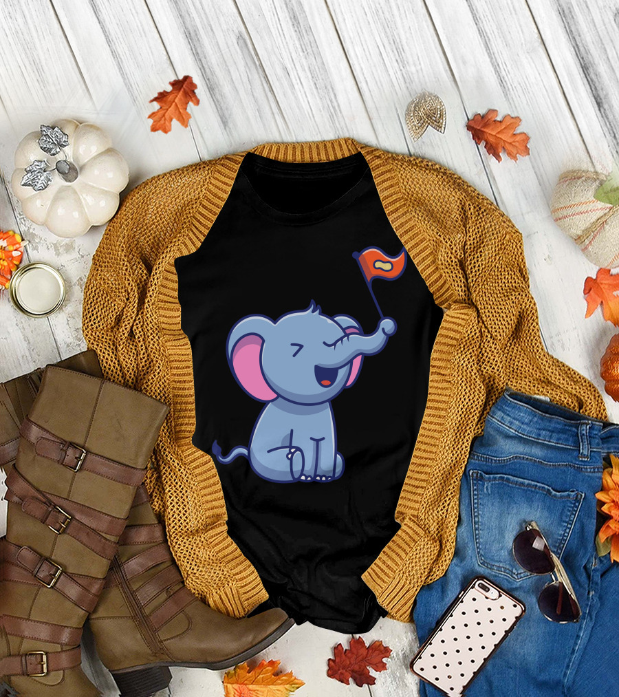Cute Elephant Holding Peanut Flag T-Shirt