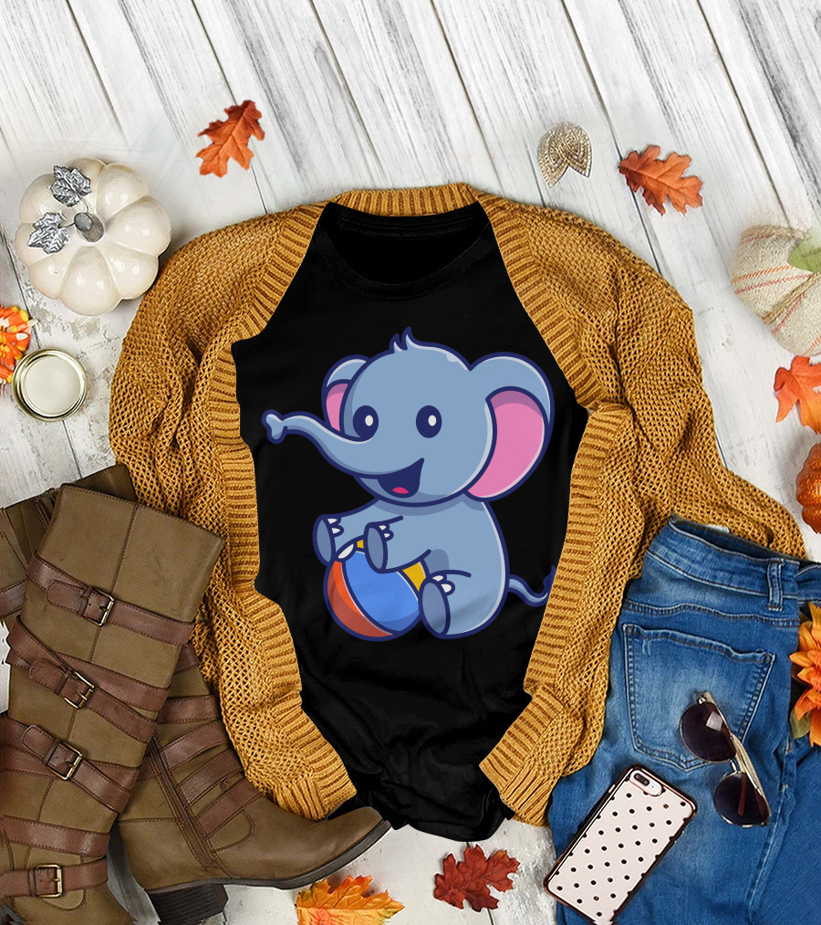 Cute Elephant Play Ball Joyful Fun T-Shirt