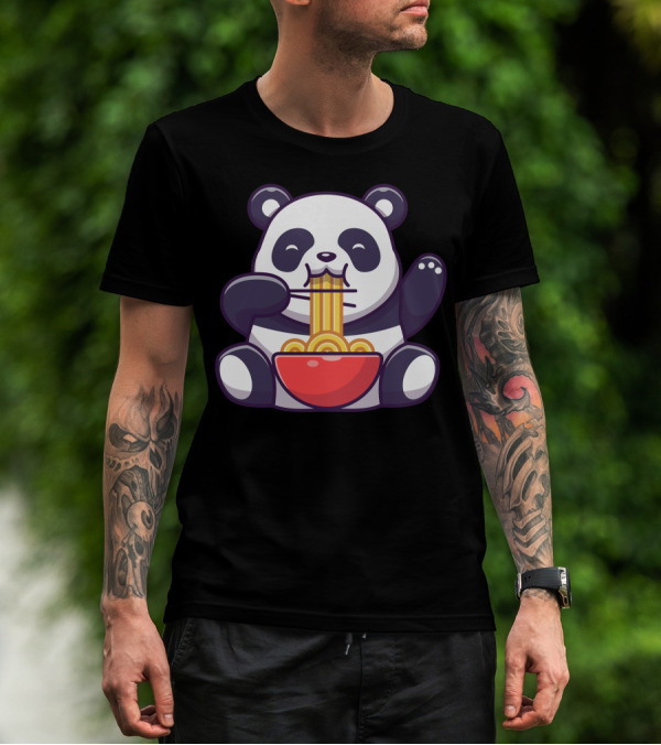 Cute Panda Eating Ramen Noodles T-Shirt