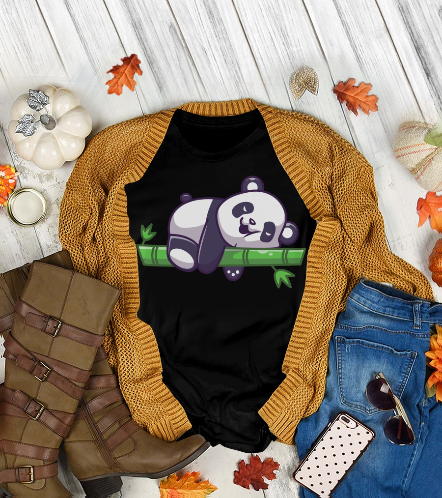 Cute Sleeping Panda on Bamboo Branch T-Shirt