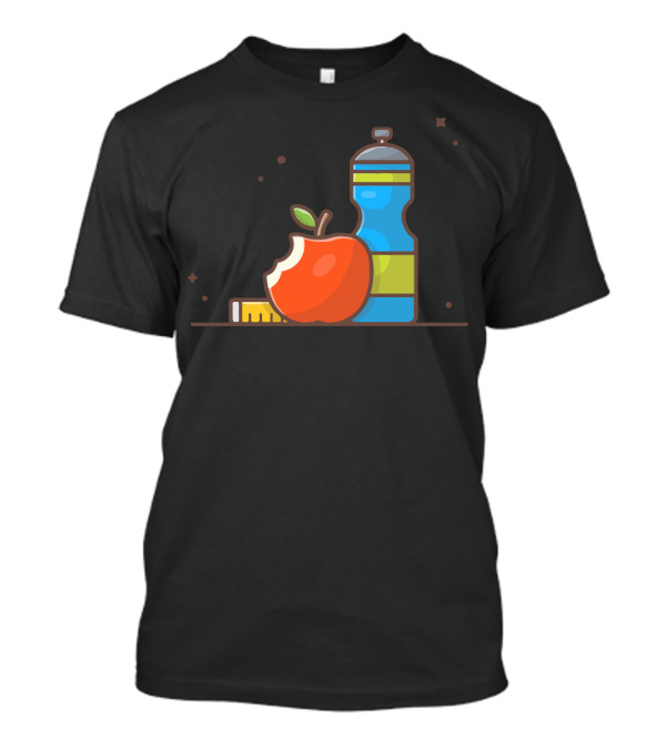 Diet Program Menu With Apple Fruit Water Bottle Fitness Elements T-Shirt