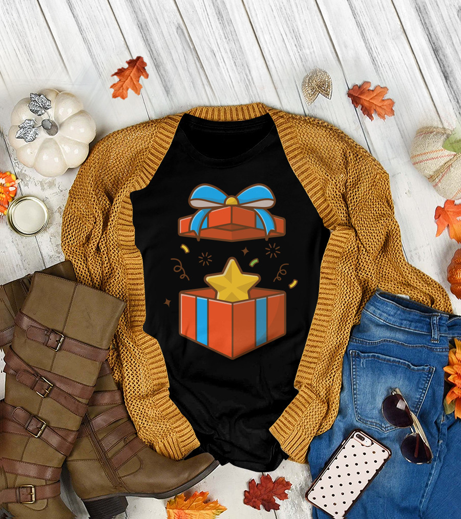 Gifts Box With Star Ribbon T-Shirt