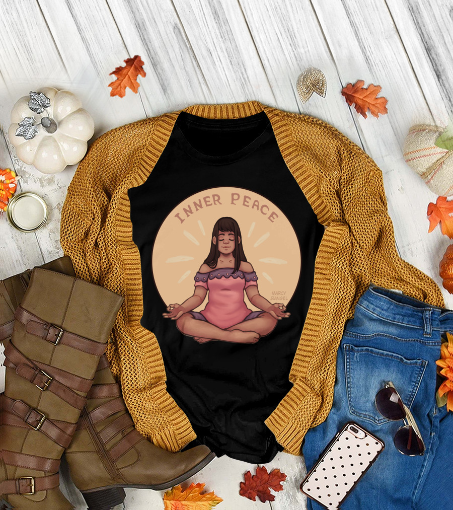 Inner Peace Meditating Woman Illustration by Marcy Rangel T-Shirt