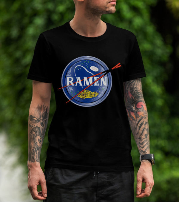 Ramen Universe Space Bowl With Floating Noodles And Chopsticks T-Shirt