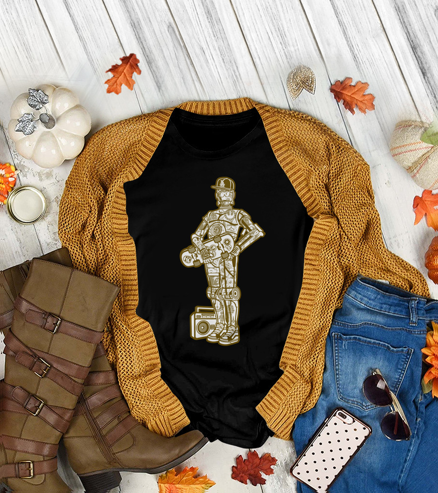 Street C3PO Skater with Boombox and Cap T-Shirt