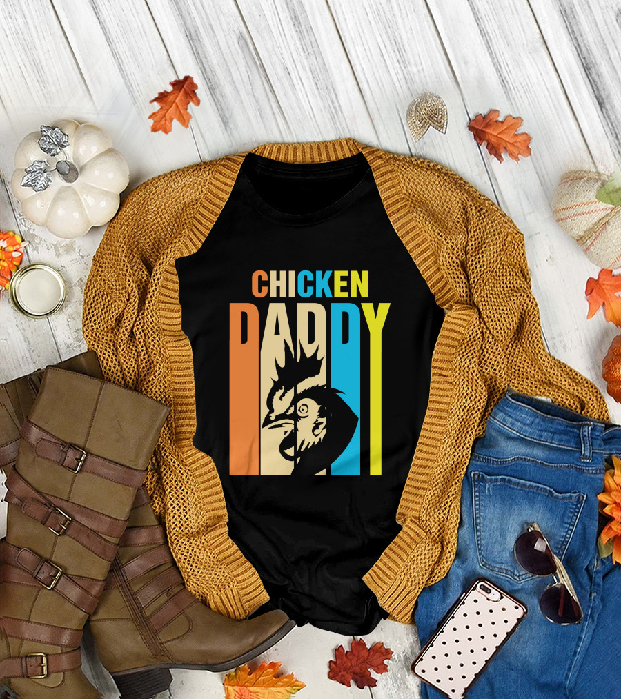 CHICKEN DADDY VINTAGE RETRO COLORFUL ROOSTER FATHER T-Shirt