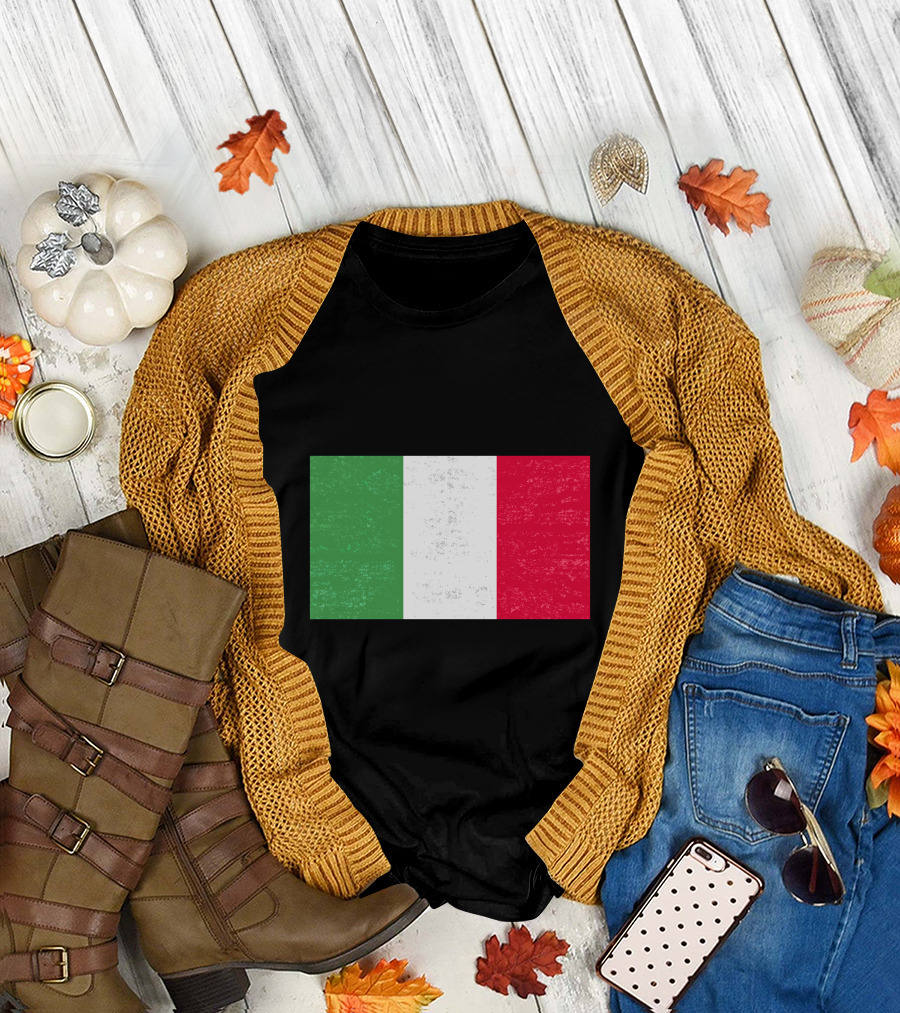 Grunge Aged Italian Flag Distressed Texture T-Shirt