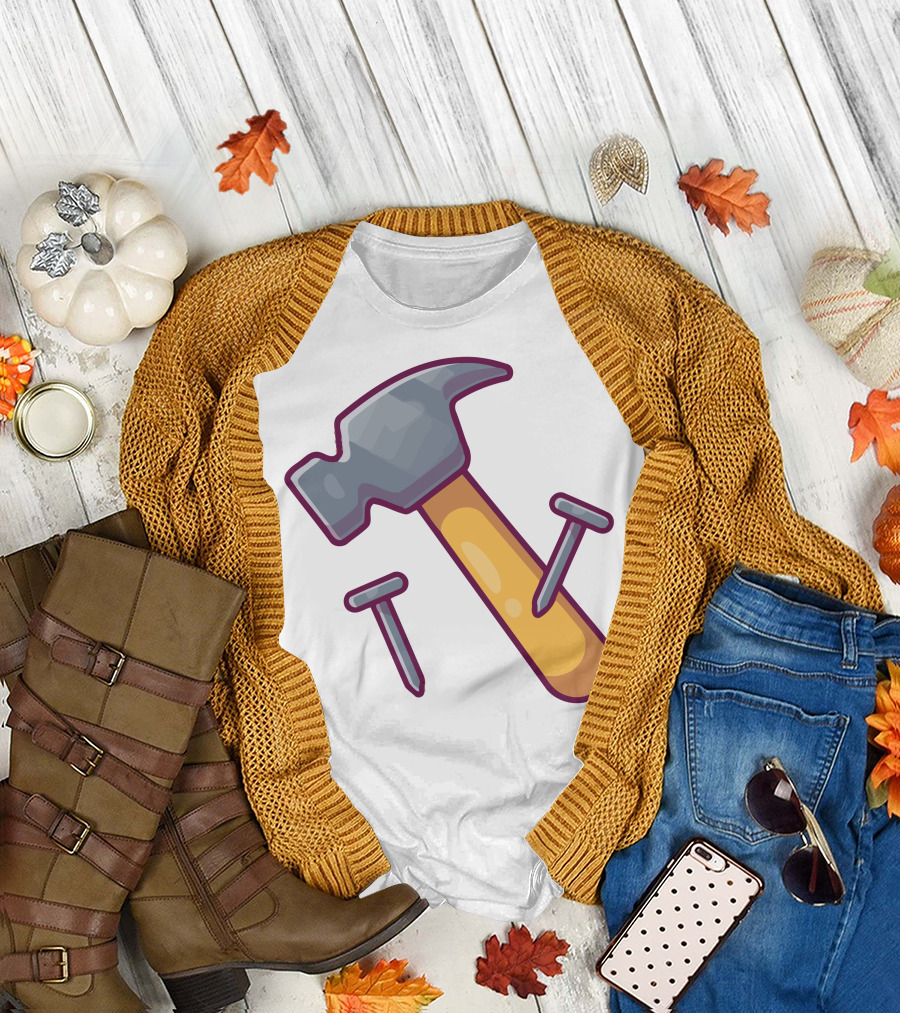 Hammer And Nail Cartoon T-Shirt