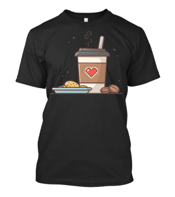 Hot Coffee Love Heart With Cookies And Beans T-Shirt