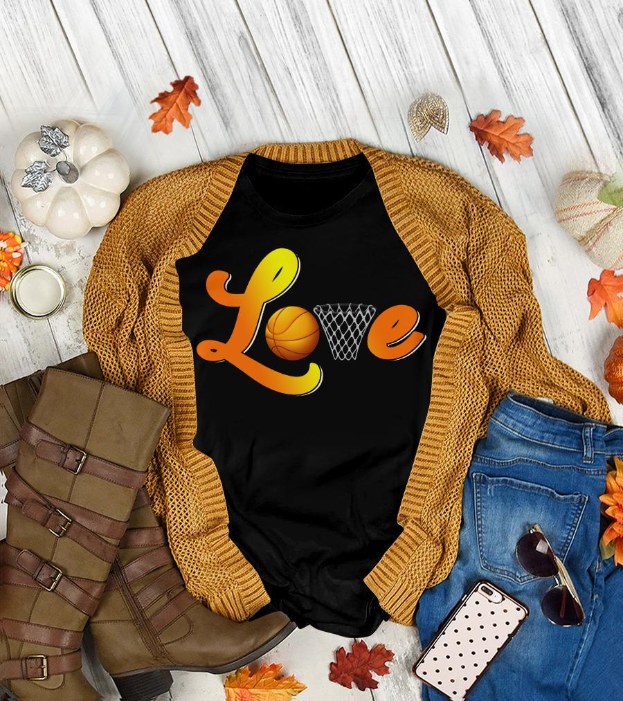 Love Basketball Hoop and Ball T-Shirt