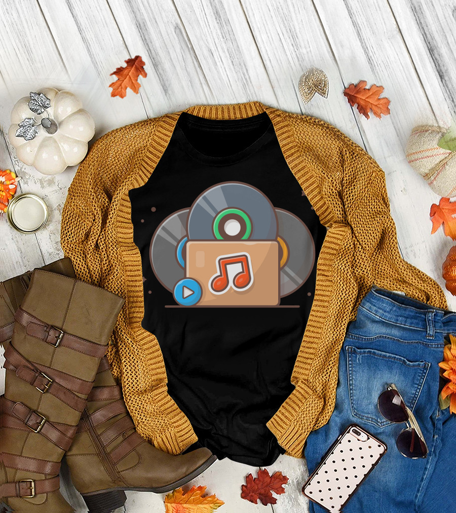 Vinyl Folder with Note and Music Disc Play T-Shirt
