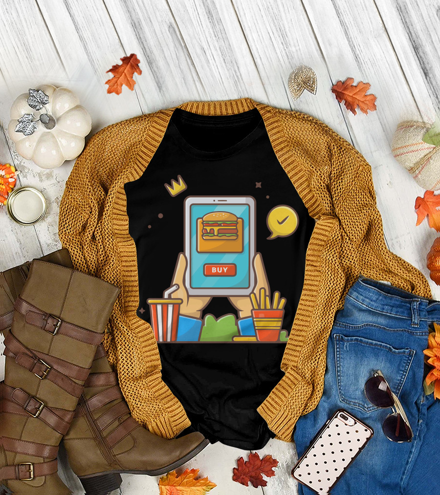 Online Fast Food Order Burger Fries Drink Tablet Buy T-Shirt
