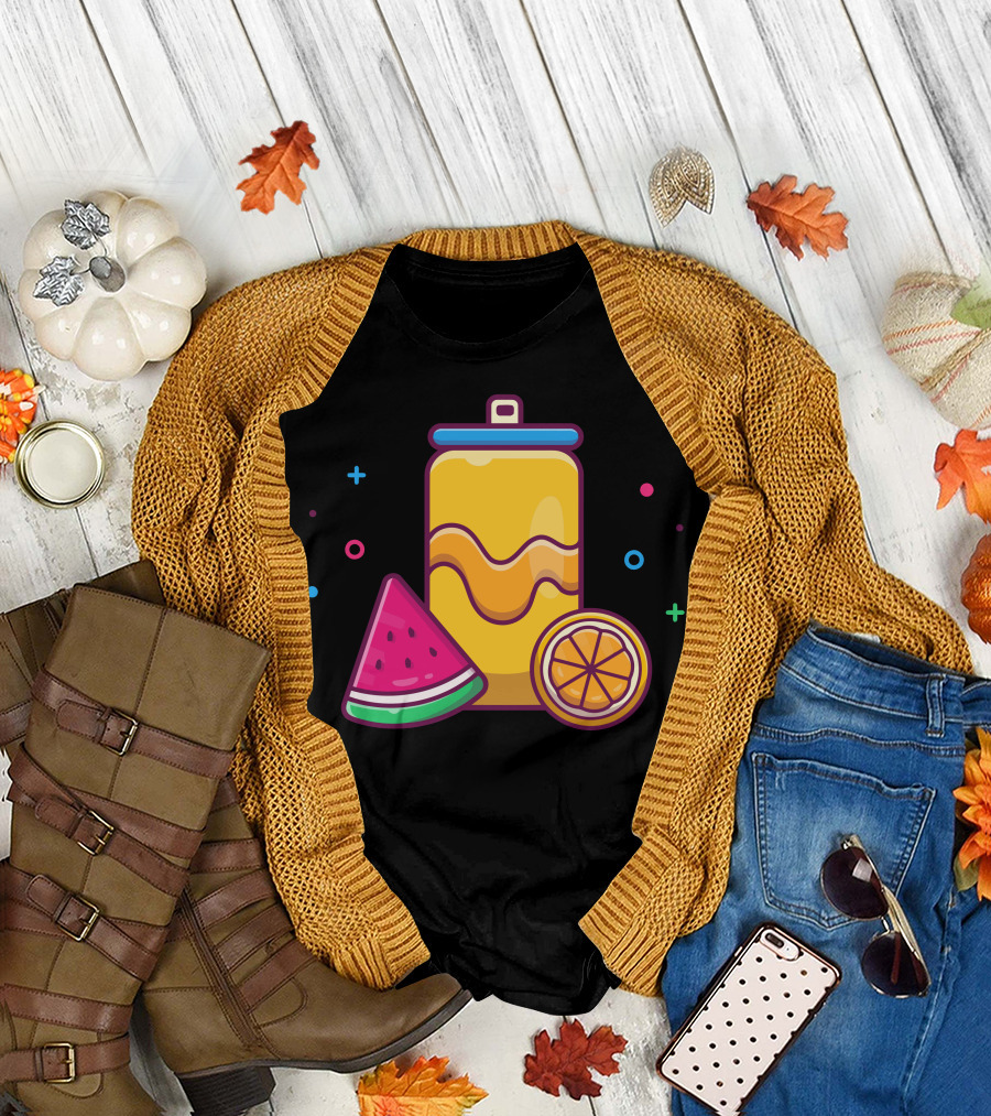 Orange Soda with Watermelon and Orange Fruit Can T-Shirt