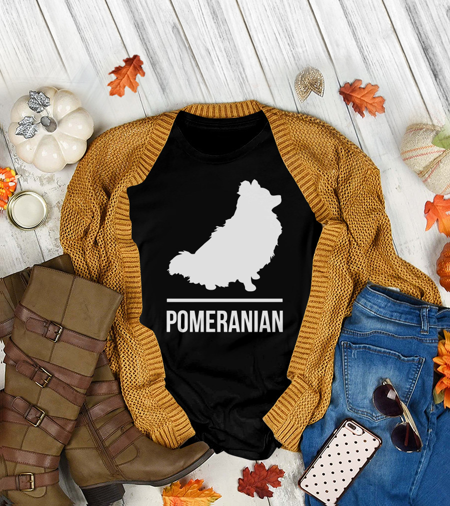 Pomeranian Dog Silhouette White T-Shirt